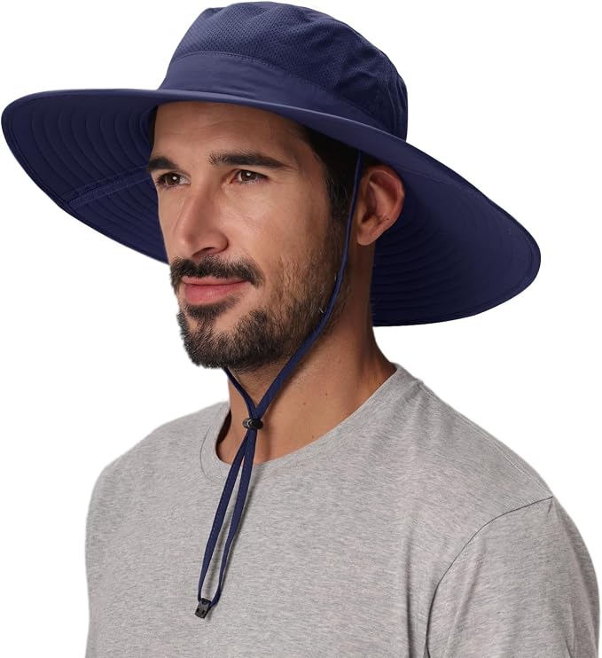 Home Prefer UPF50+ Mens Sun Hat Wide Brim Fishing Hat Foldable Large Brim UV by HomePreferHatsCaps