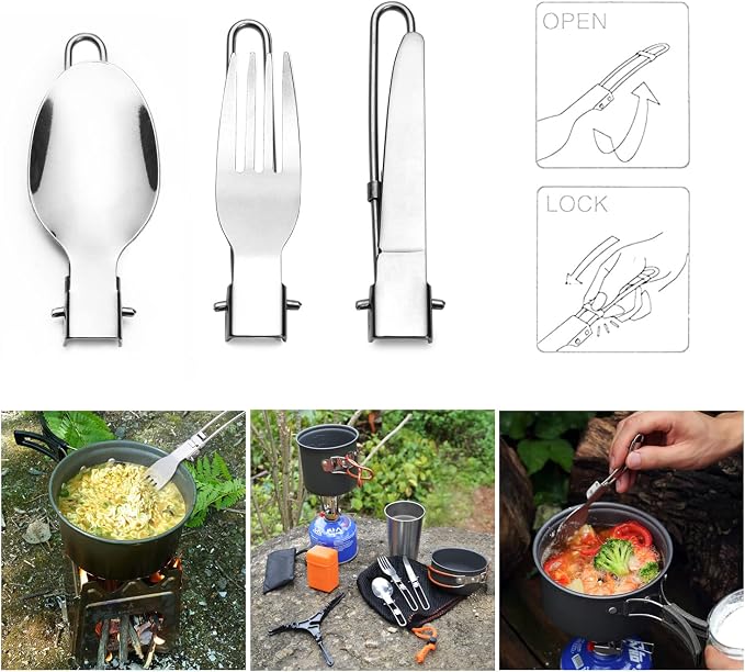 Odoland Camping Cookware Stove Carabiner Canister Stand Tripod and Stainless - Image 5