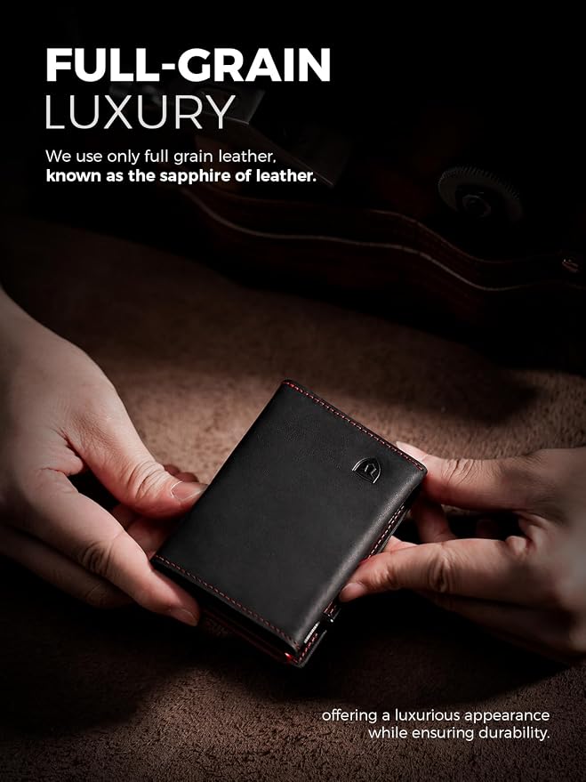 LORZOR Wallet for Men with Metal Card Holder, Pop Up Wallet, Finest Full Grain - Image 3