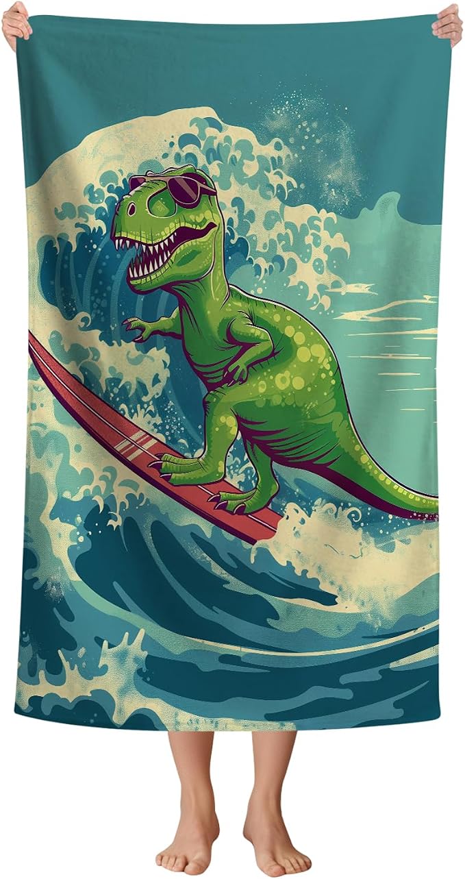 WZOMT Kids Dinosaur Beach Towel, Microfiber Dinosaurs Towels by WZOMT