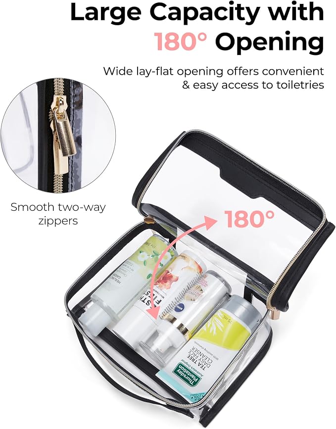 BAGSMART Clear Makeup Bag, TSA Approved Toiletry Bag, Makeup Cosmetic Pouch Bag - Image 4