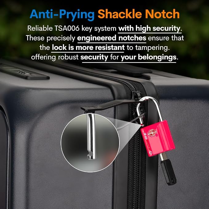 TSA Approved Luggage Locks, Ultra-Secure Dimple Key Travel Locks - Image 3