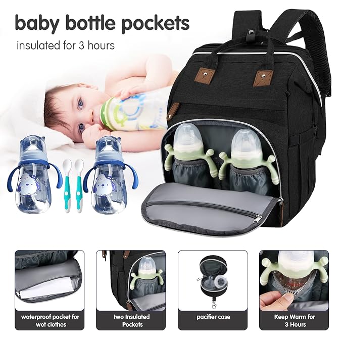 DERJUNSTAR Diaper Bag Backpack, Large Baby Bag - Image 3