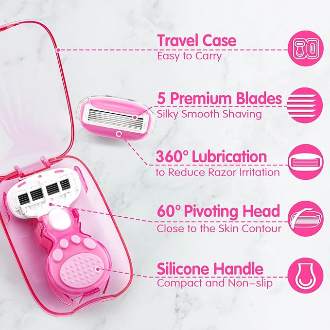 DreamGenius Travel Razors for Women, Travel Size Toiletries Include 1 Handle - Image 4