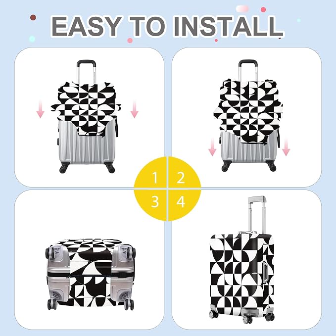 ANNA QUEEN Geometric Minimalist Luggage Cover, Suitcase Protector - Image 6