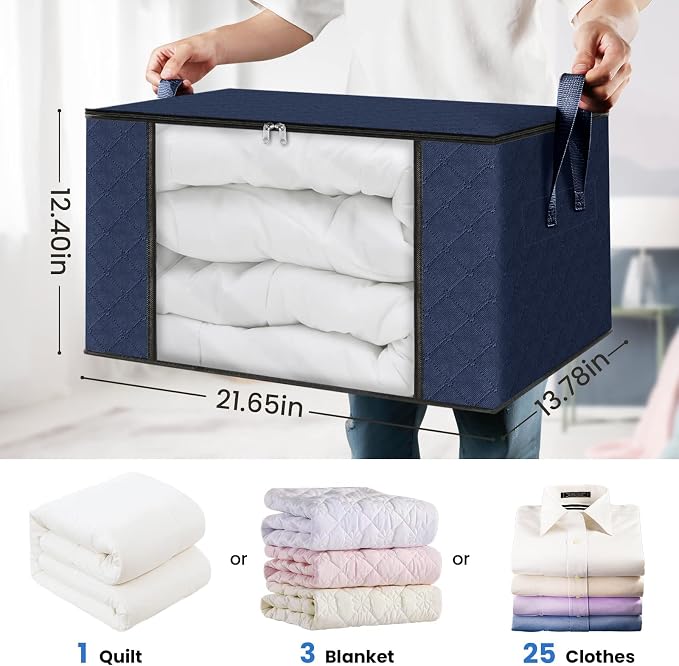 Fab totes 4 Pack Clothes Storage, Foldable Thick Fabric Blanket Storage Bags - Image 2