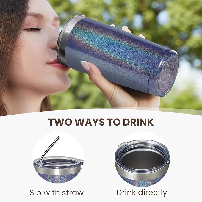 MEWAY 20oz Tumbler 8 Pack Double Wall Vacuum Insulated Travel Glitter Mug Bulk - Image 3