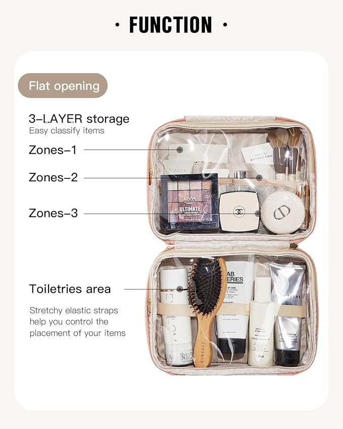 EACHY Travel Toiletry Bag with Hanging Hook, Portable Makeup Cosmetic Bags - Image 4