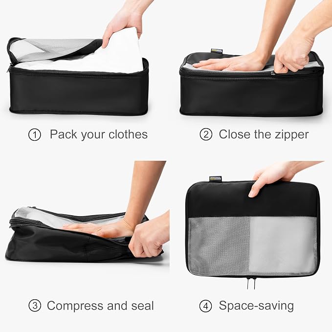 Compression Travel Packing Cubes, 6 Set Expandable Luggage Organizer Bags - Image 3