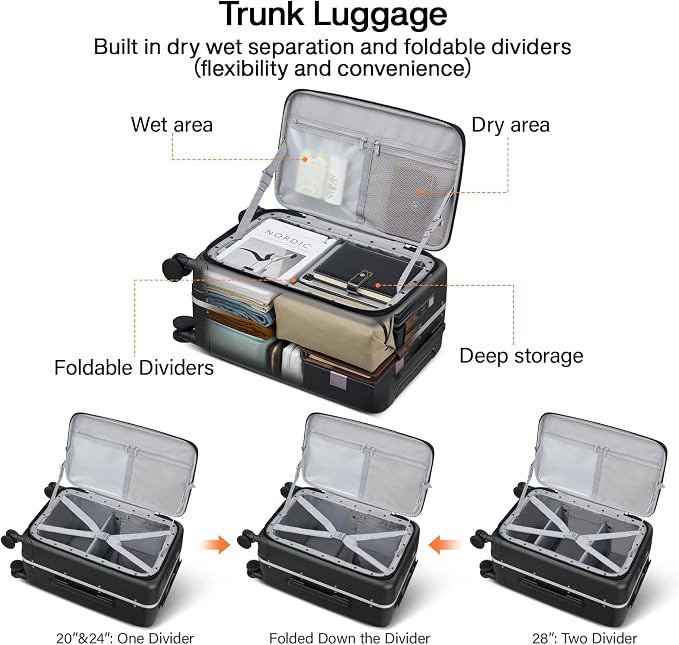 Hanke 24 Inch Luggage with Cup Holder and Charge, Top Opening Hard Shell - Image 4