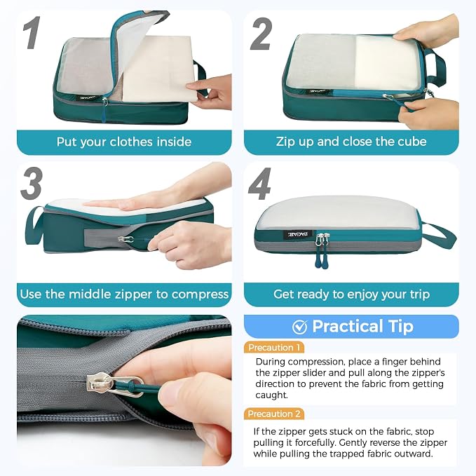 BAGAIL 6 Set Ultralight Compression Packing Cubes Packing Organizer - Image 3