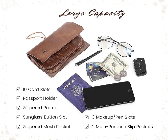 Genuine Leather Nomad Organizer Travel Wallet | Women's Wallet Clutch Passport - Image 3