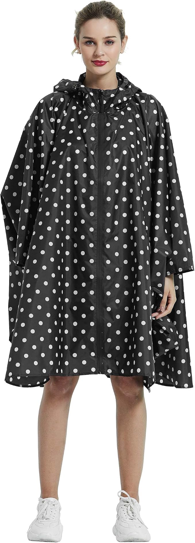 Rain Poncho Jacket Coat Hooded Zipper Style - Image 3