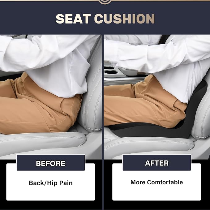 Coverado Car Seat Cushion and Lumbar Support Pillow One Piece, Memory Foam - Image 5
