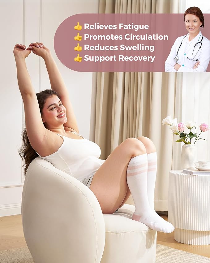 Momcozy Compression Socks for Women Wide Calf, 15-20mmHg Knee High Support - Image 5