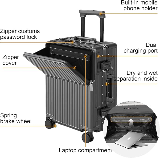 2-Piece Hardshell Zipperless Luggage Set, 20/26" Aluminum Frame Hardshell - Image 3