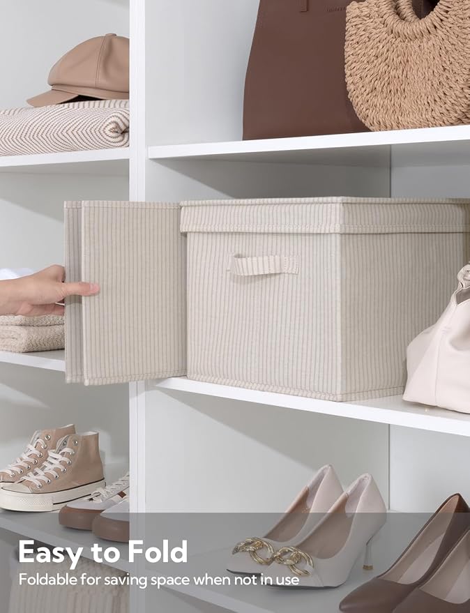 StorageWorks Storage Bins with Lids, Decorative Storage Boxes with Lid and - Image 4