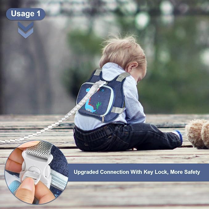 Toddler Harness Leash+ Anti Lost Wrist Link, Accmor Cute Dinosaur Kids Harness - Image 5