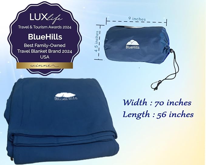 BlueHills Ultra Compact Travel Blanket Pillow in Portable Bag Case - Image 3