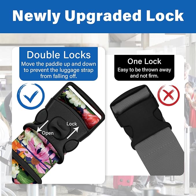 2 Pack Luggage Straps for Suitcases, Adjustable Travel Belt - Image 2