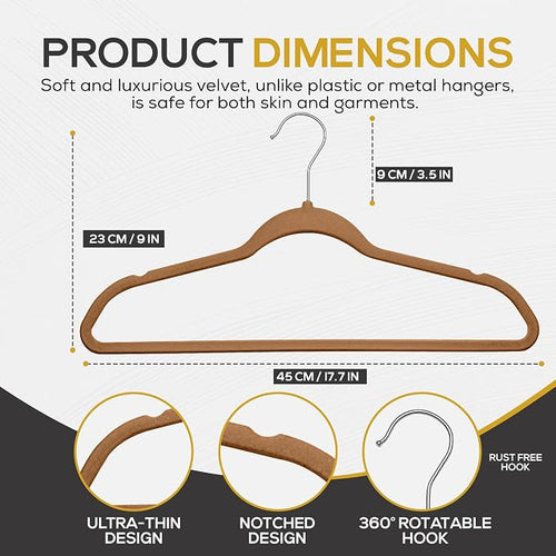 50 Pack New Premium Quality Velvet Hangers Ultra Thin Non Slip Adult Felt Space - Image 2