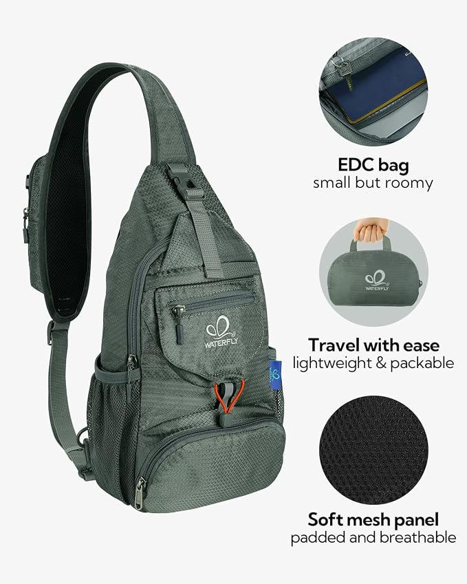 WATERFLY Packable Small Crossbody Sling Backpack Shoulder Chest Bag Daypack - Image 3