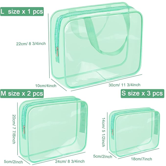 APREUTY Clear Makeup Bags, TSA Approved 6 Pcs Cosmetic Makeup Bags Set Clear PVC - Image 2