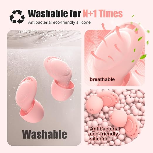 Ear Plugs for Sleeping Noise Reduction, Beinkap Reusable Earplugs Hearing - Image 4