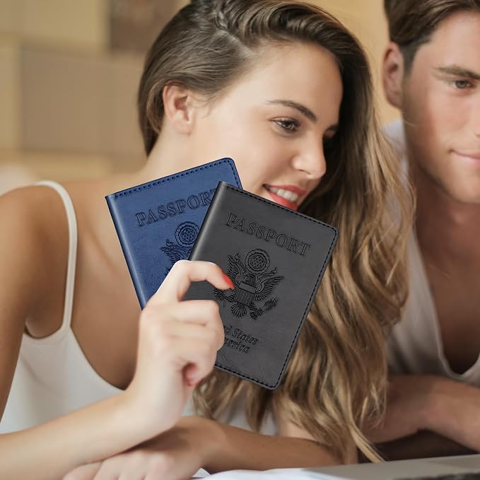 Herain Black & Dark Blue Passport Holder - Image 6