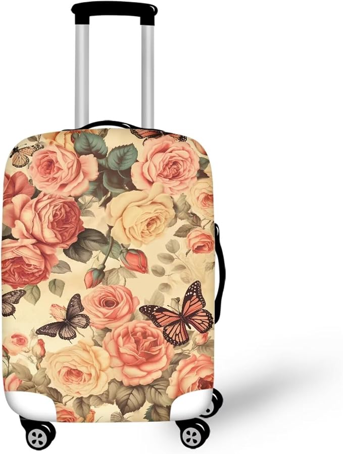 Pink Butterfly Suitcase Covers for Luggage Universal Fit 18-21 Inch Luggage by Dremagia