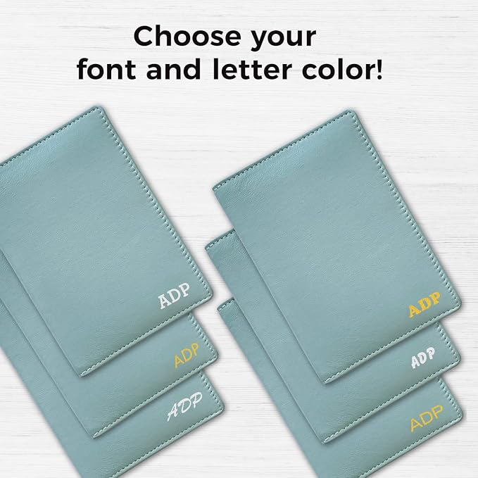 Personalized Monogrammed Chambray Leather RFID Passport Wallet - Image 3