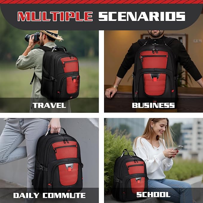 Large Travel Backpack, 50L Laptop Backpack - Image 6