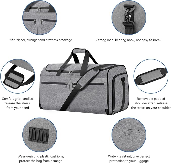 Carry on Garment Bag for Travel, Bukere Convertible Travel Duffel Suit - Image 5
