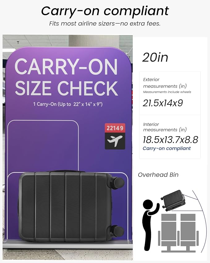 Carry On Luggage 22x14x9 Airline Approved - Image 2