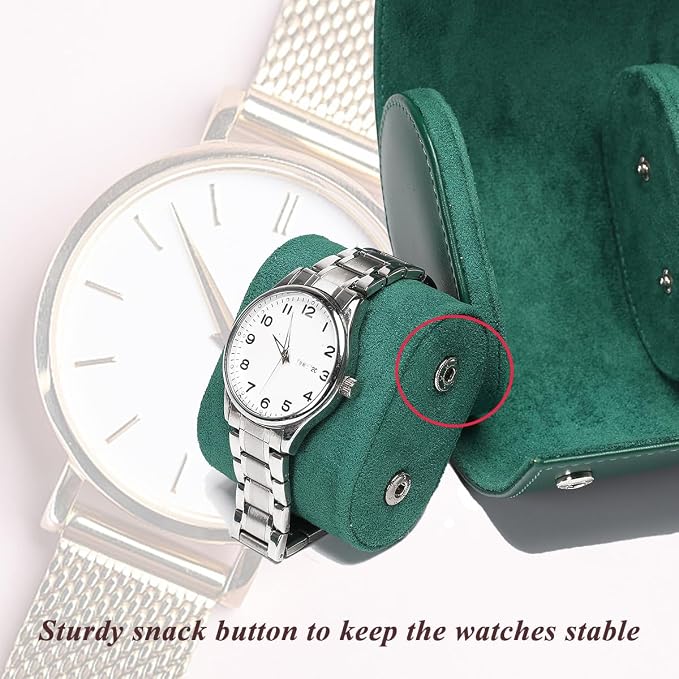 Watch Travel Case, Luxury Leather Watch Roll 2 Slot Organizer Box, Jewelry - Image 5