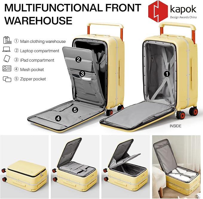 mixi Checked Luggage Wide Handle Luxury Design Rolling Travel Suitcase PC - Image 3