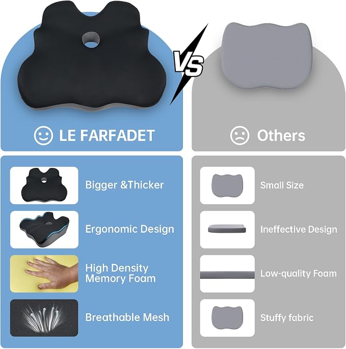 Seat Cushion, X-Large Memory Foam Office Chair Cushion, - Image 5