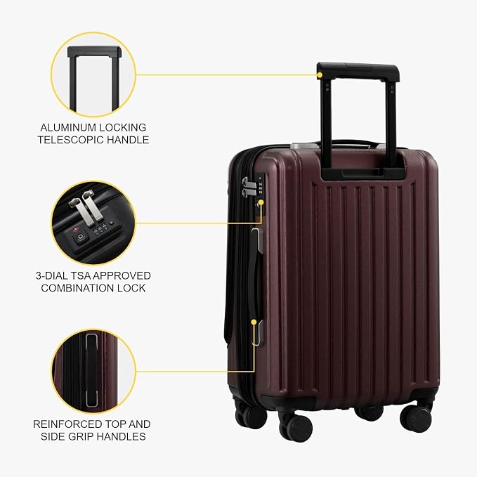 LEVEL8 Grace Carry On Luggage Airline Approved, 20 Inch Expandable Hardside - Image 9