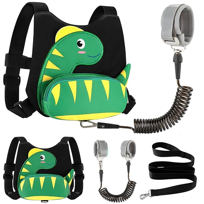 Accmor Toddler Harness Leash + Anti Lost Wrist Link, Cute Dinosaur Kids Harness by Accmor
