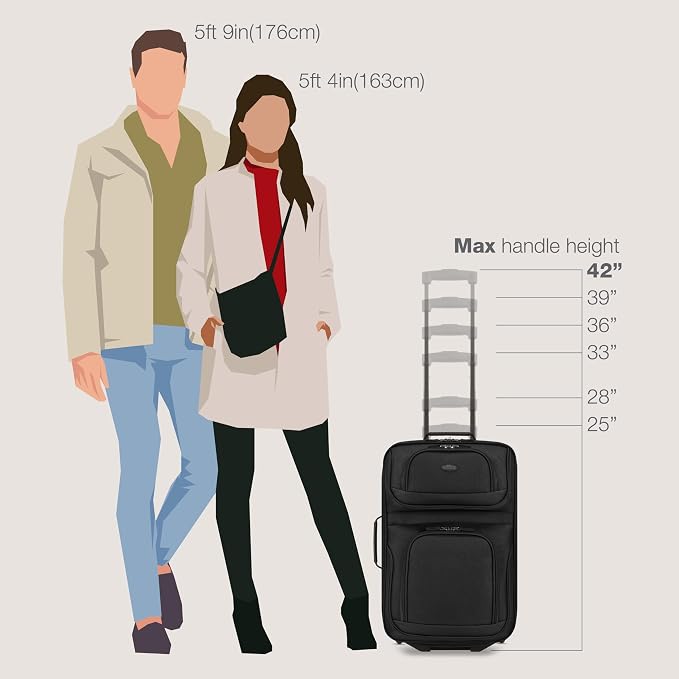 U.S. Traveler Lightweight Rolling 20" Carry On Luggage Softside Suitcase - Image 8