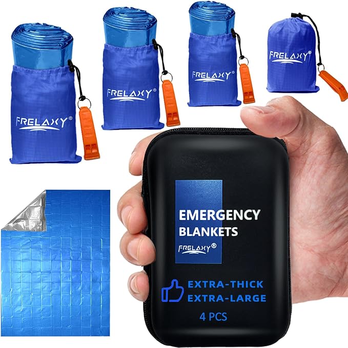Frelaxy Emergency Blanket 2-Pack/4-Pack, Extra-Thick Extra-Large Space Blankets by Frelaxy