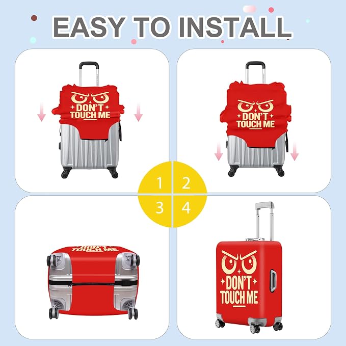 ANNA QUEEN Funny “Don’t Touch Me” Luggage Cover, Bold Red Suitcase Protector - Image 6