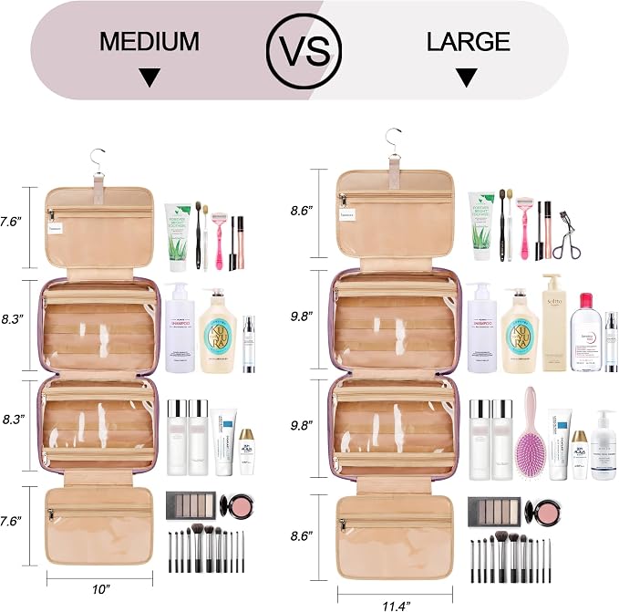 Travel Hanging Toiletry Bag for Women, Extra Large Makeup Bag, Holds Full-Size - Image 3
