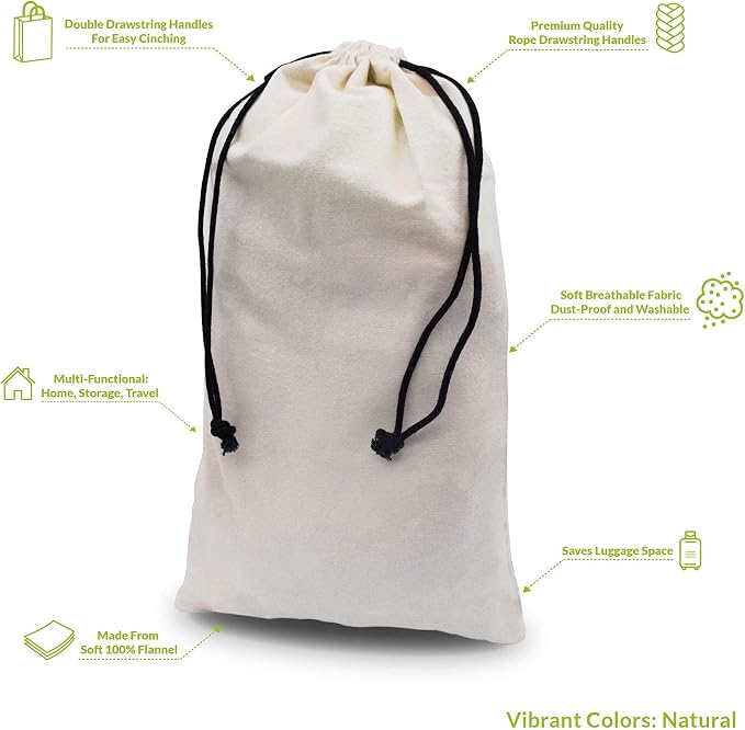 ZENPAC Travel Shoe Bag, Washable Breathable Cotton Fabric - Image 4