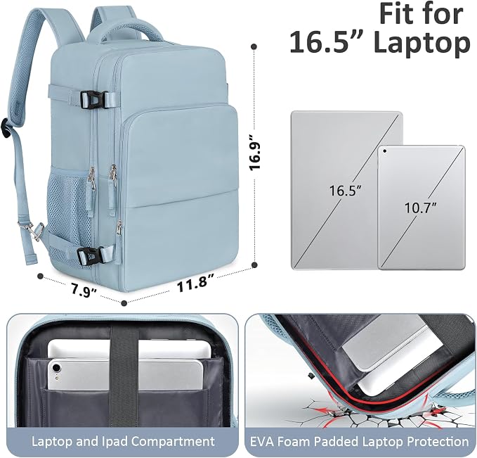 Travel Backpack for Women Men, Travel Laptop Backpack w/USB Charging Port - Image 2