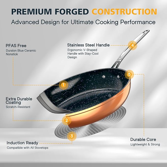 Nuwave 3-Piece 8”, 12” Forged Lightweight Frying Pan Set, G10 Healthy Duralon - Image 6