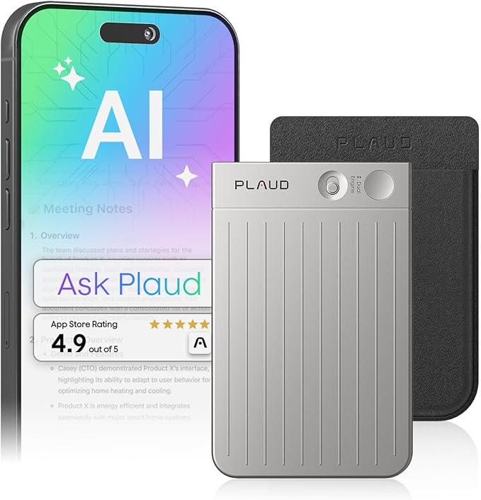 AI Voice Recorder, Note Voice Recorder w/Case, App Control, Transcribe & by PlaudOfficial