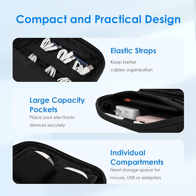 LENTION Electronics Organizer, Tech Organizer Travel Case, Tech Pouch, Cable Bag - Image 7