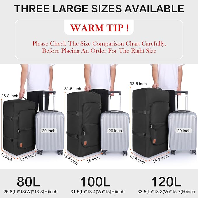 100L Duffle Bag for Travel, Extra Large Foldable Waterproof Travel Duffel Bags - Image 3