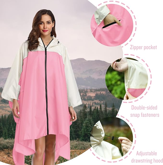 SaphiRose Unisex Rain Poncho Hooded Waterproof Raincoat - Image 3